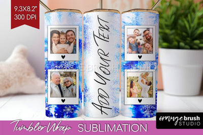 Winter Photo Frame Tumbler Wrap - Tie Dye Background Sublimation OrangeBrushStudio 