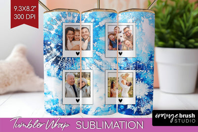 Winter Photo Frame Tumbler Wrap - Tie Dye Background Sublimation OrangeBrushStudio 