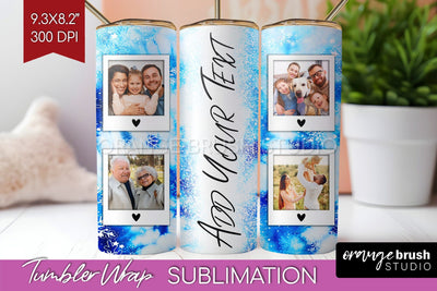 Winter Photo Frame Tumbler Wrap - Tie Dye Background Sublimation OrangeBrushStudio 
