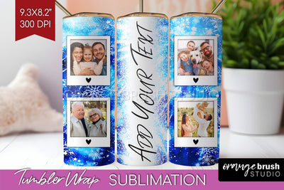 Winter Photo Frame Tumbler Wrap - Tie Dye Background Sublimation OrangeBrushStudio 