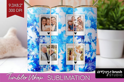 Winter Photo Frame Tumbler Wrap - Tie Dye Background Sublimation OrangeBrushStudio 