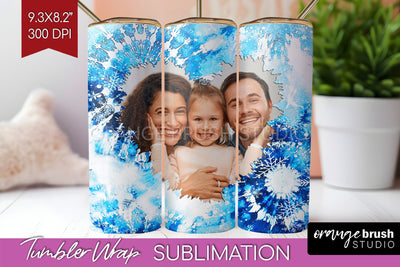 Winter Photo Frame Tumbler Wrap - Tie Dye Background Sublimation OrangeBrushStudio 