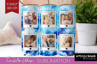 Winter Photo Frame Tumbler Wrap - Tie Dye Background Sublimation OrangeBrushStudio 