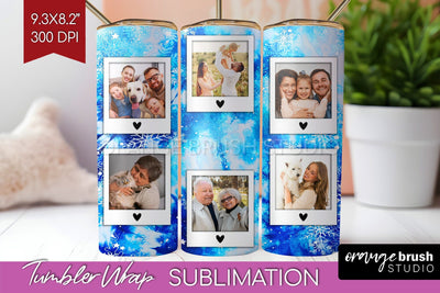 Winter Photo Frame Tumbler Wrap - Tie Dye Background Sublimation OrangeBrushStudio 