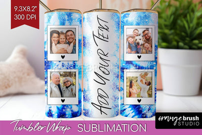 Winter Photo Frame Tumbler Wrap - Tie Dye Background Sublimation OrangeBrushStudio 