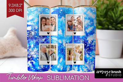 Winter Photo Frame Tumbler Wrap - Tie Dye Background Sublimation OrangeBrushStudio 