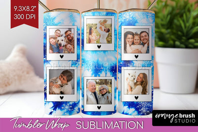 Winter Photo Frame Tumbler Wrap - Tie Dye Background Sublimation OrangeBrushStudio 