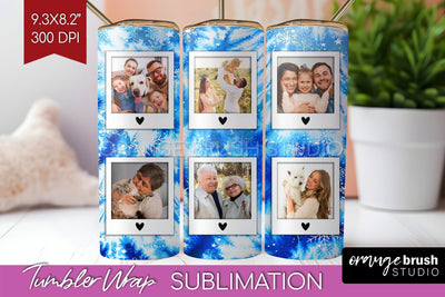 Winter Photo Frame Tumbler Wrap - Tie Dye Background Sublimation OrangeBrushStudio 