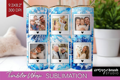 Winter Photo Frame Tumbler Wrap - Tie Dye Background Sublimation OrangeBrushStudio 