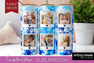 Winter Photo Frame Tumbler Wrap - Tie Dye Background Sublimation OrangeBrushStudio 