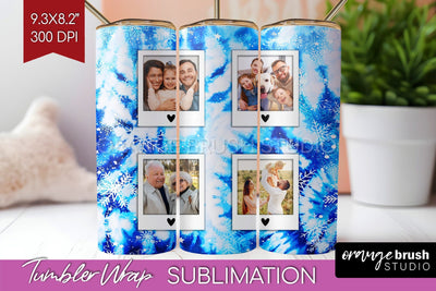 Winter Photo Frame Tumbler Wrap - Tie Dye Background Sublimation OrangeBrushStudio 