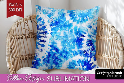 Winter Pillow Sublimation, Tie Dye Pillow Cover PNG Sublimation OrangeBrushStudio 