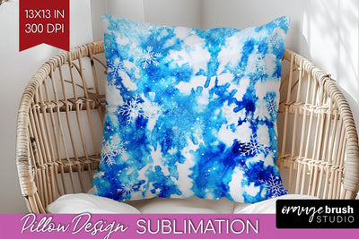 Winter Pillow Sublimation, Tie Dye Pillow Cover PNG Sublimation OrangeBrushStudio 