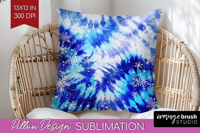 Winter Pillow Sublimation, Tie Dye Pillow Cover PNG Sublimation OrangeBrushStudio 