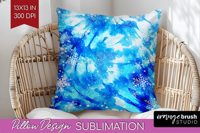 Winter Pillow Sublimation, Tie Dye Pillow Cover PNG Sublimation OrangeBrushStudio 