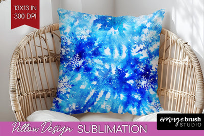 Winter Pillow Sublimation, Tie Dye Pillow Cover PNG Sublimation OrangeBrushStudio 