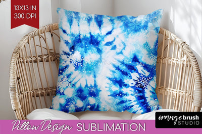 Winter Pillow Sublimation, Tie Dye Pillow Cover PNG Sublimation OrangeBrushStudio 