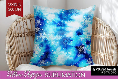 Winter Pillow Sublimation, Tie Dye Pillow Cover PNG Sublimation OrangeBrushStudio 