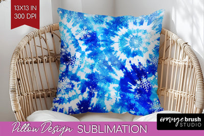 Winter Pillow Sublimation, Tie Dye Pillow Cover PNG Sublimation OrangeBrushStudio 