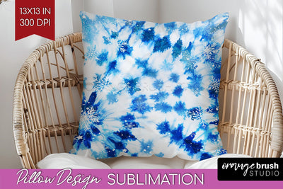 Winter Pillow Sublimation, Tie Dye Pillow Cover PNG Sublimation OrangeBrushStudio 
