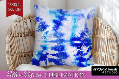 Winter Pillow Sublimation, Tie Dye Pillow Cover PNG Sublimation OrangeBrushStudio 