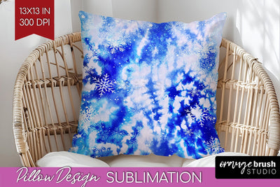 Winter Pillow Sublimation, Tie Dye Pillow Cover PNG Sublimation OrangeBrushStudio 