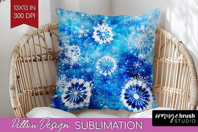 Winter Pillow Sublimation, Tie Dye Pillow Cover PNG Sublimation OrangeBrushStudio 