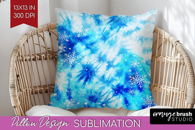 Winter Pillow Sublimation, Tie Dye Pillow Cover PNG Sublimation OrangeBrushStudio 
