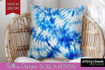 Winter Pillow Sublimation, Tie Dye Pillow Cover PNG Sublimation OrangeBrushStudio 