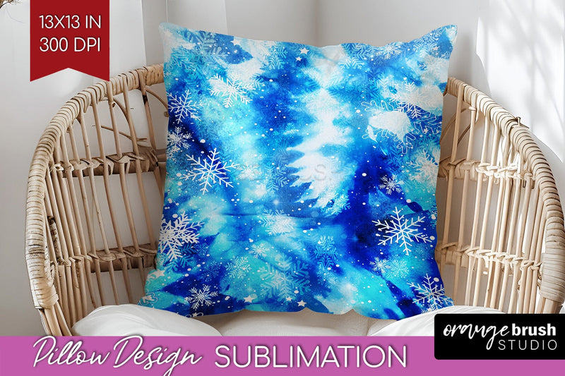 Winter Pillow Sublimation, Tie Dye Pillow Cover PNG Sublimation OrangeBrushStudio 