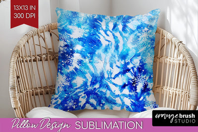 Winter Pillow Sublimation, Tie Dye Pillow Cover PNG Sublimation OrangeBrushStudio 