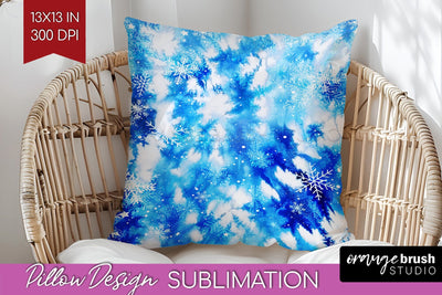 Winter Pillow Sublimation, Tie Dye Pillow Cover PNG Sublimation OrangeBrushStudio 