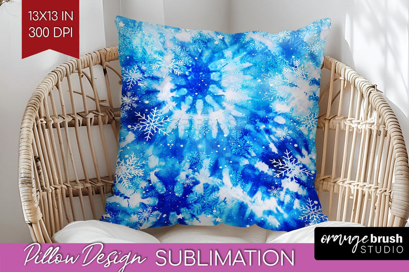 Winter Pillow Sublimation, Tie Dye Pillow Cover PNG Sublimation OrangeBrushStudio 