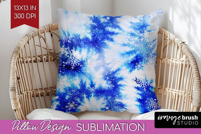 Winter Pillow Sublimation, Tie Dye Pillow Cover PNG Sublimation OrangeBrushStudio 