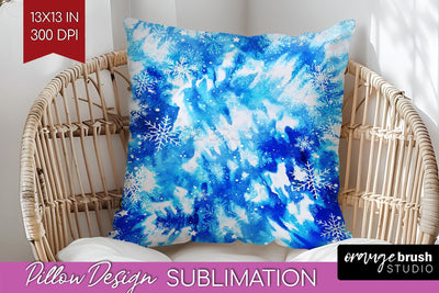 Winter Pillow Sublimation, Tie Dye Pillow Cover PNG Sublimation OrangeBrushStudio 