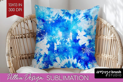 Winter Pillow Sublimation, Tie Dye Pillow Cover PNG Sublimation OrangeBrushStudio 