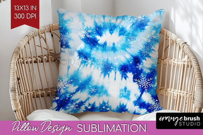 Winter Pillow Sublimation, Tie Dye Pillow Cover PNG Sublimation OrangeBrushStudio 