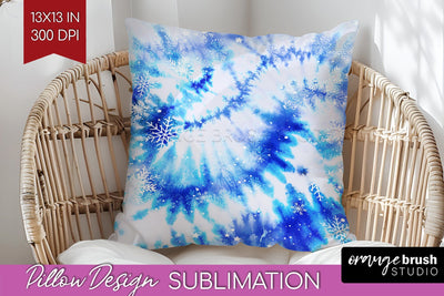 Winter Pillow Sublimation, Tie Dye Pillow Cover PNG Sublimation OrangeBrushStudio 