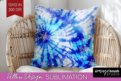 Winter Pillow Sublimation, Tie Dye Pillow Cover PNG Sublimation OrangeBrushStudio 