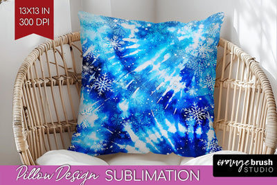 Winter Pillow Sublimation, Tie Dye Pillow Cover PNG Sublimation OrangeBrushStudio 