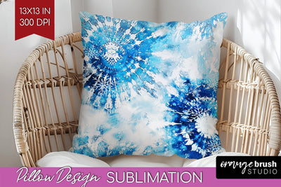 Winter Pillow Sublimation, Tie Dye Pillow Cover PNG Sublimation OrangeBrushStudio 