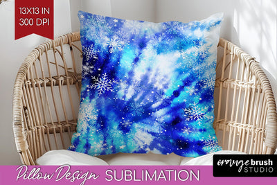 Winter Pillow Sublimation, Tie Dye Pillow Cover PNG Sublimation OrangeBrushStudio 