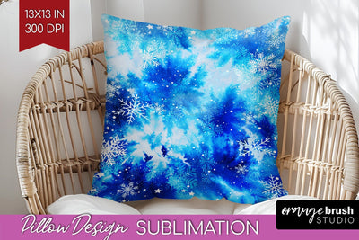 Winter Pillow Sublimation, Tie Dye Pillow Cover PNG Sublimation OrangeBrushStudio 
