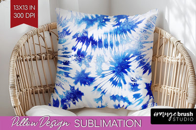 Winter Pillow Sublimation, Tie Dye Pillow Cover PNG Sublimation OrangeBrushStudio 