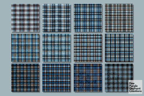 Winter Plaid Fabric Texture Gingham Digital Pattern Fine Purple Elephant Creations 