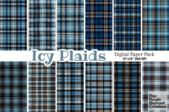 Winter Plaid Fabric Texture Gingham Digital Pattern Fine Purple Elephant Creations 
