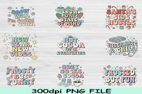 Winter PNG Bundle, Cozy Snowflake Clipart Pack, Christmas Hot Cocoa Sublimation Graphics, Holiday Aesthetic PNGs for Shirts, Mugs & Crafts SVG TiffsCraftyCreations 