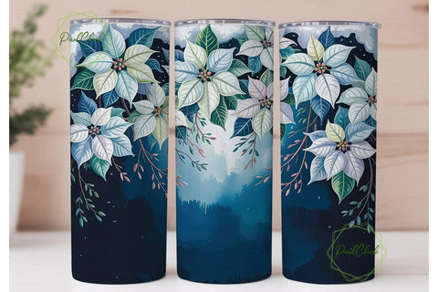 Winter Poinsettia 20oz Tumbler Wrap Sublimation PixelChick 