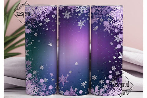 Winter Purple Snowflakes 20oz Tumbler Sublimation sassyprint 