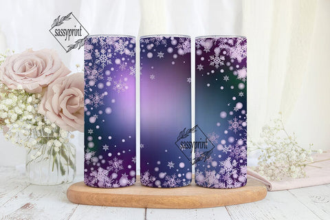 Winter Purple Snowflakes 20oz Tumbler Sublimation sassyprint 
